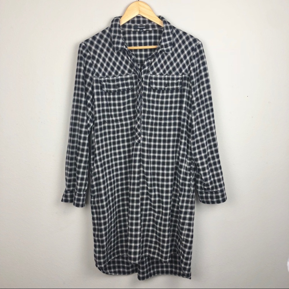 Madewell checkered flannel shirt dress